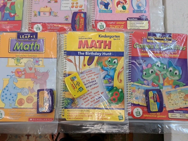 Lot Of 16 LeapFrog Cartridges With Spiral Books-Math, Reading, Etc gallery