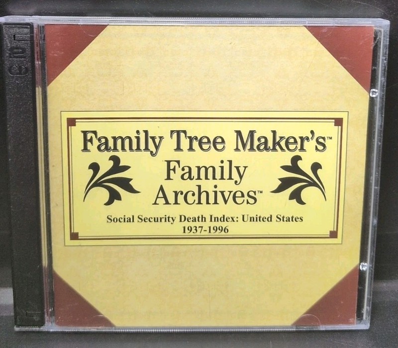 Family Tree Maker Archives Social Security Death Index USA 1937-1996 CD ROM B467