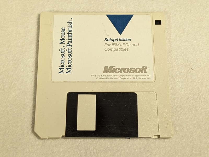 Vintage 1989 Microsoft Mouse & Paintbrush Windows PC Program 3.5″ Floppy Disk