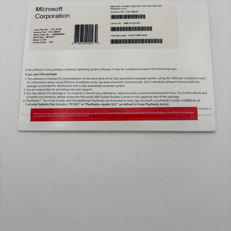 Windows Win 10 pro 64 bit installation DVD w/ Genuine License Product Key New! gallery