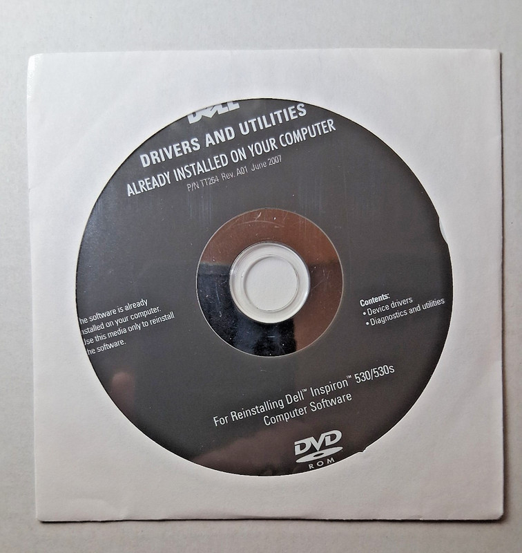 Drivers and Utilities Reinstallation DVD – Dell Inspiron 530/530S Factory Sealed