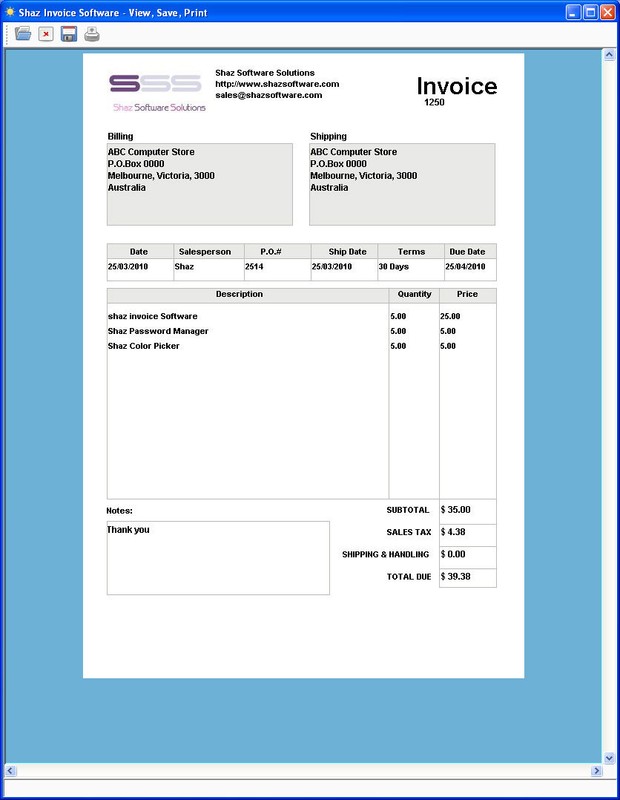 Shaz Invoice Software Business System Billing Generator Maker Creator AT SOFT01 gallery