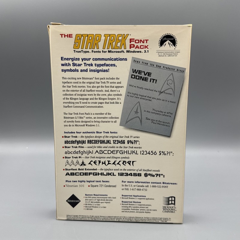 Star Trek Fonts Pack 1992 Old School Mint 4 Classic Windows 3.1 Compatible gallery
