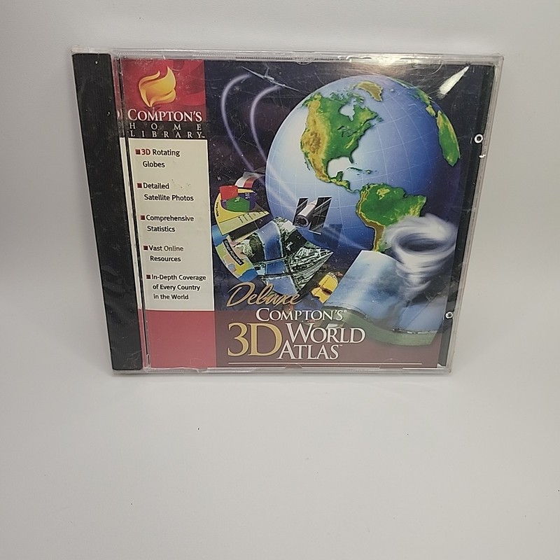 Deluxe COMPTON’S 3D WORLD ATLAS Windows 95 NEW Sealed ~ Trl8#35