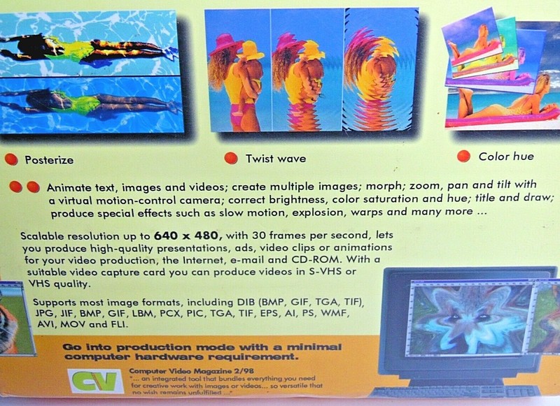 NEW Media Mania Pro Image & Video Animation PC Big Box 1998 Vintage Special FX gallery
