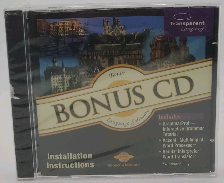 Transparent Language Bonus CD CD-Rom Software *Brand New*