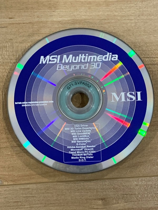 MSI Multimedia Driver CD Beyond 3D VGA Drivers Software Disc G71-SVPA052 OEM