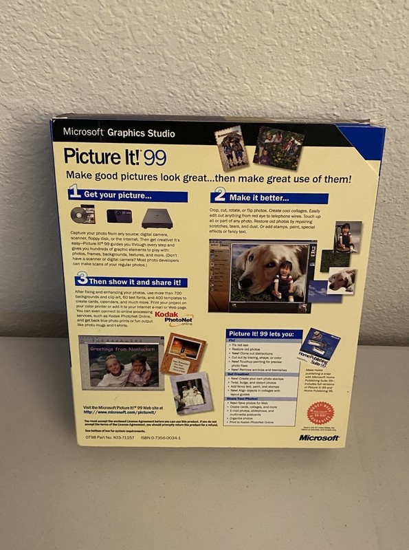 Microsoft Picture It! 99 Graphics Studio PC CD ROM Windows Software NEW Big Box gallery