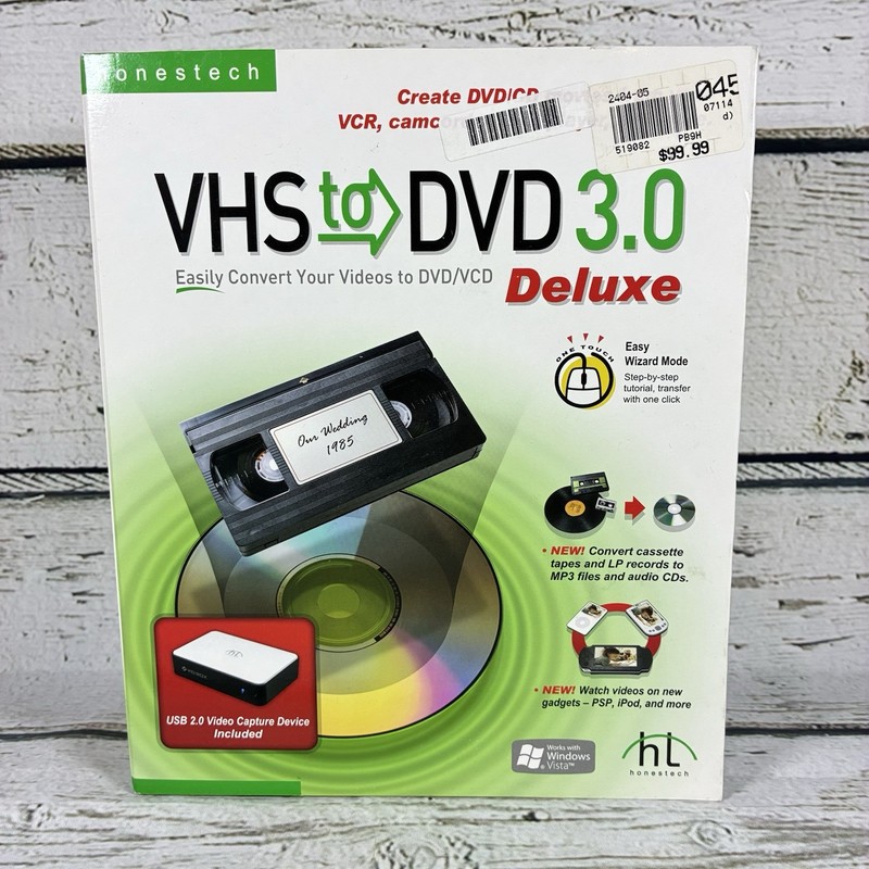HonesTech VHS To DVD 3.0 Deluxe Video Converter VCD WMV MPEG Windows Vista or XP