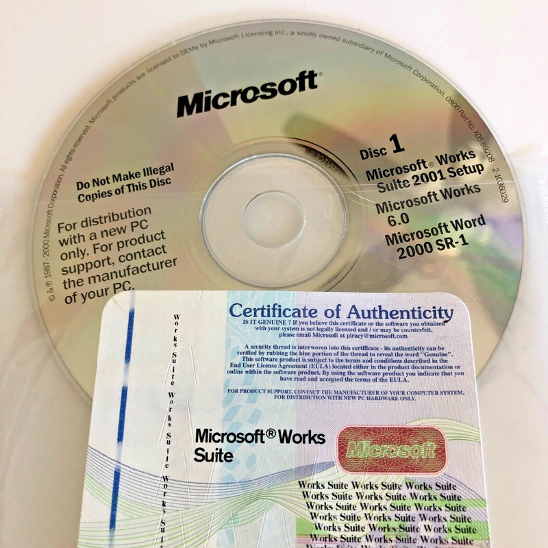 Microsoft Works Suite 2004 Product Key CD Software Vintage Tech Collectible