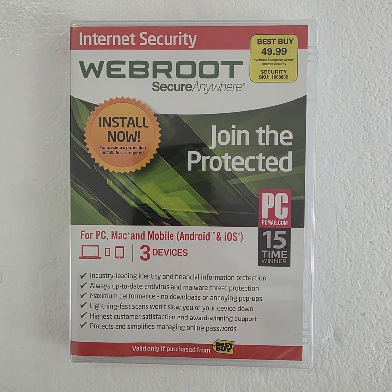 Webroot SecureAnywhere Internet Security – For Windows, Mac (Android & iOS) NEW
