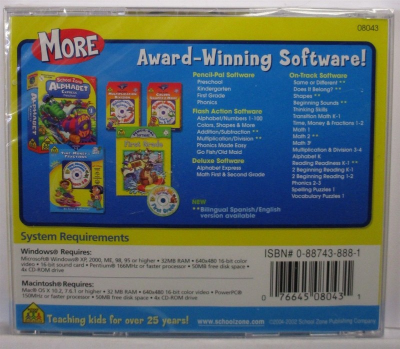 Software PC School Zone Math 1 Grade 1 One First Interactive On-Track NEW Jewel gallery