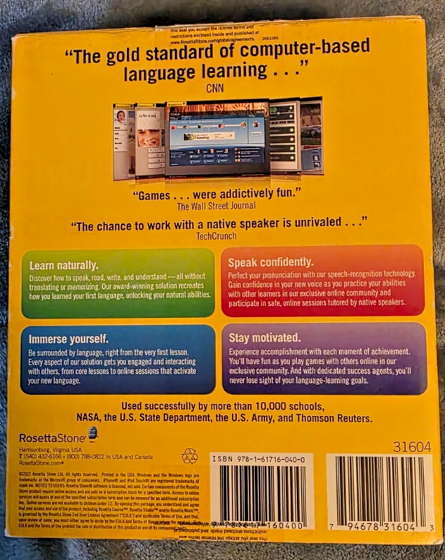 ROSETTA STONE Italiano Totale Version 4: Levels 1-5 Italian Language CDs, NIB gallery