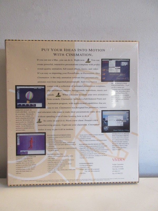 Cinemation Interactive Animation for Presentation by Vividus 1991 Copyright NOS gallery