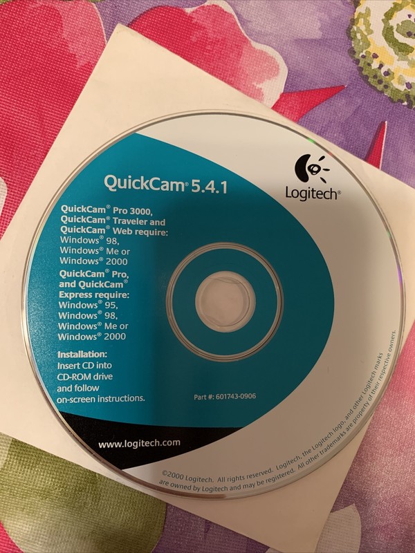 2000 Logitech QuickCam Software 5.4.1 Disc In Paper Sleeve No Camera Never Used