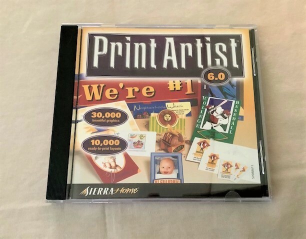 PRINT ARTIST 6.0 PC CD Rom 1999 Sierra Home 175K Graphics + images Win 95 98