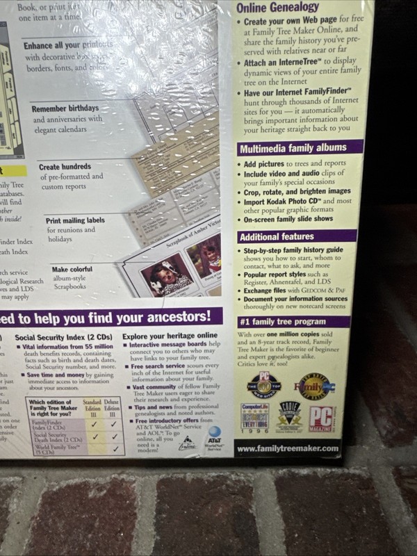 Family Tree Maker Standard Edition III Windows 95 3.1 4 CD-ROM Broderbund V4 NEW gallery