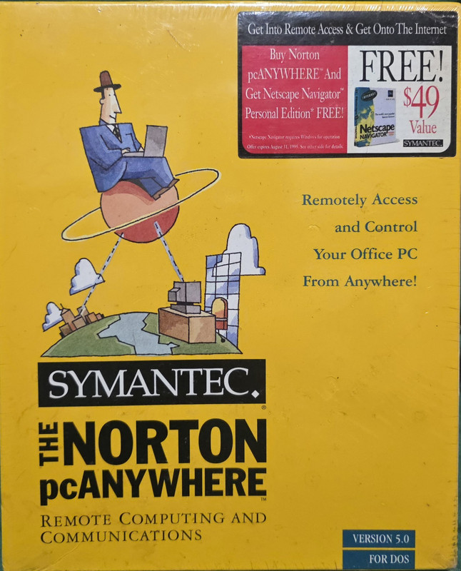 Symantec Norton pcANYWHERE 5.0 for DOS Remote Desktop Access Software 3.5 floppy