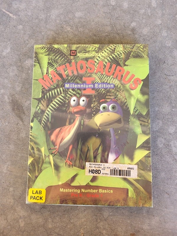 Vintage PC Game Mathosaurus Millennium Ed. New Sealed Lab Pre K 1st Grade Rare
