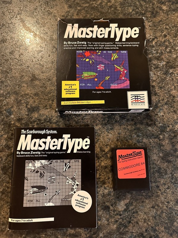 MasterType Commodore 64 Cartridge With Box And Manual.