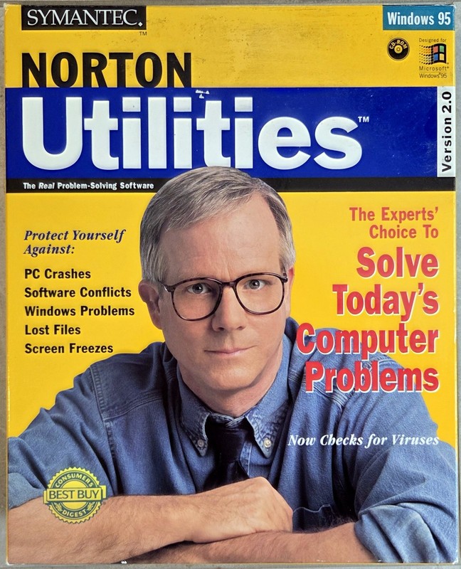 SYMANTEC Norton Utilities Version 2.0, For Windows 95, CD, 2 Disks, Guide & Box