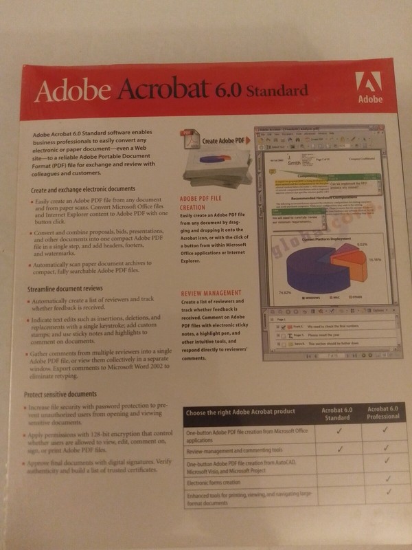 Adobe Acrobat 6.0 Standard Upgrade Edtion CD-ROM for Windows 98 to Vista Sealed gallery