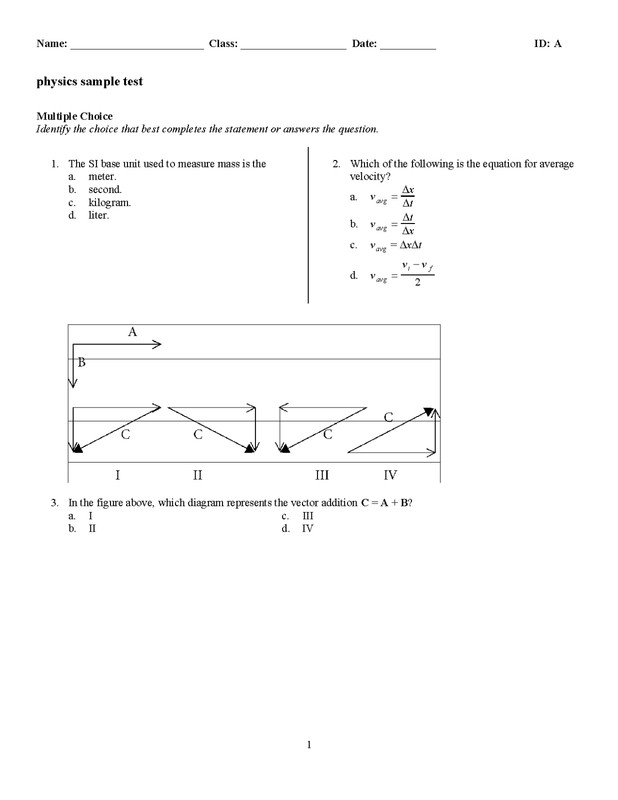 Physics ExamView Test Banks High School Science Grade 9 10 11 12