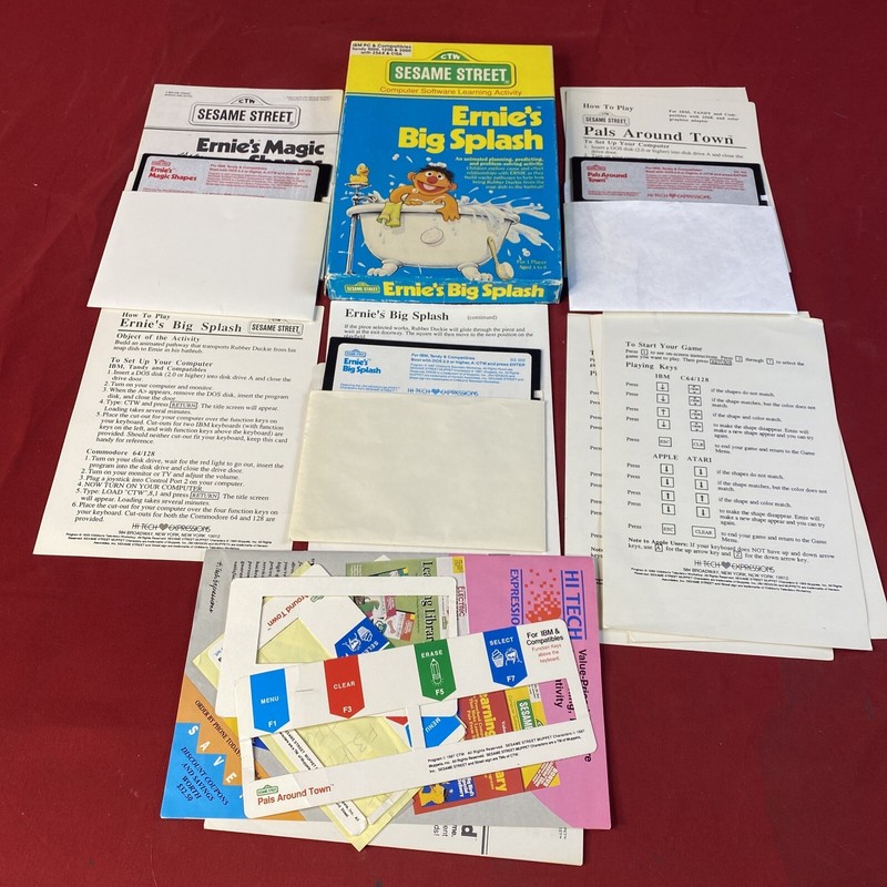 Sesame Street Ernies Big Splash Commodore Computer Game Software W/2 Extra Games