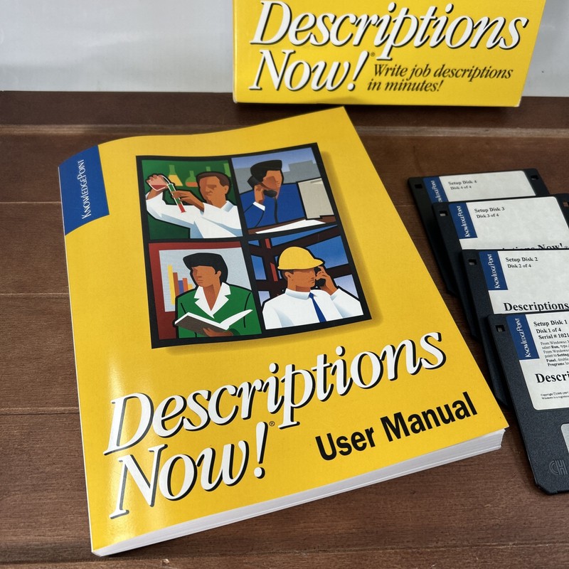 Descriptions Now HR Software Floppy Disks & Manual KnowledgePoint 1990 Big Box gallery