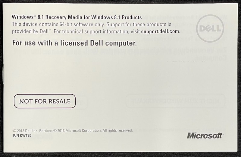 Dell / Microsoft Windows 8.1 Recovery Media Thumb Drive / KWT20 / 1GYWG gallery