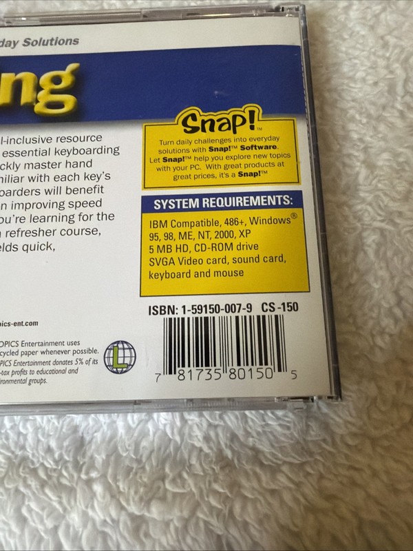 Typing PC CD ROM Snap! Vtg Keyboard Sleeve IBM Compatible WIN gallery