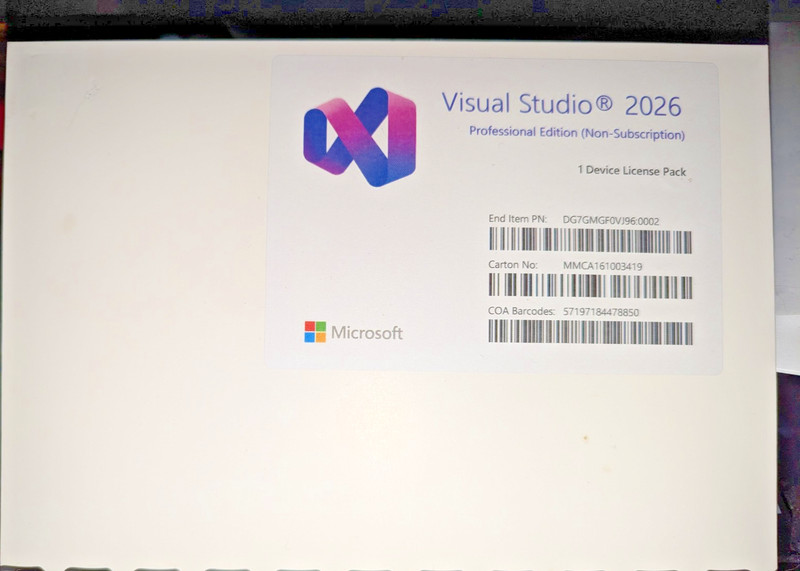 Microsoft Visual Studio 2026 Professional, No Subscription, 1 Device License