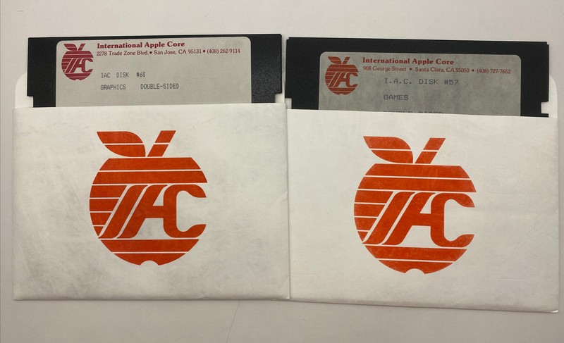 International Apple Core Graphics #60 & Games #57 5.25″ Floppy Disks Set