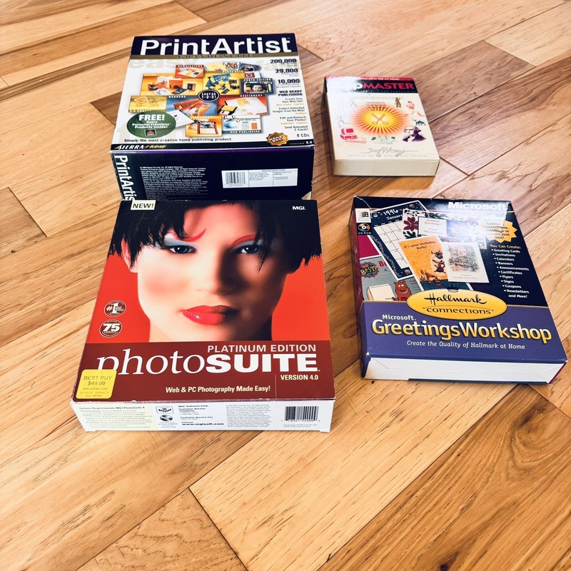 Vtg Microsoft Floppy Disk & CD Clip Art Software Photo Suite & More 4pc Mix Lot gallery