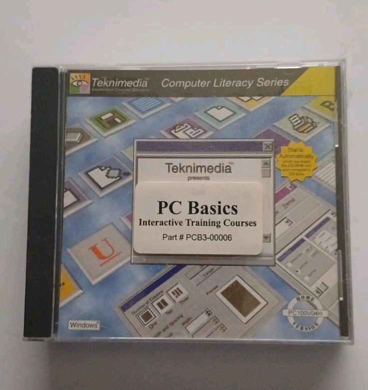TEKNIMEDIA Computer Basics 3-CD-Rom set Literacy Series PC100 PC101 PC110 skills