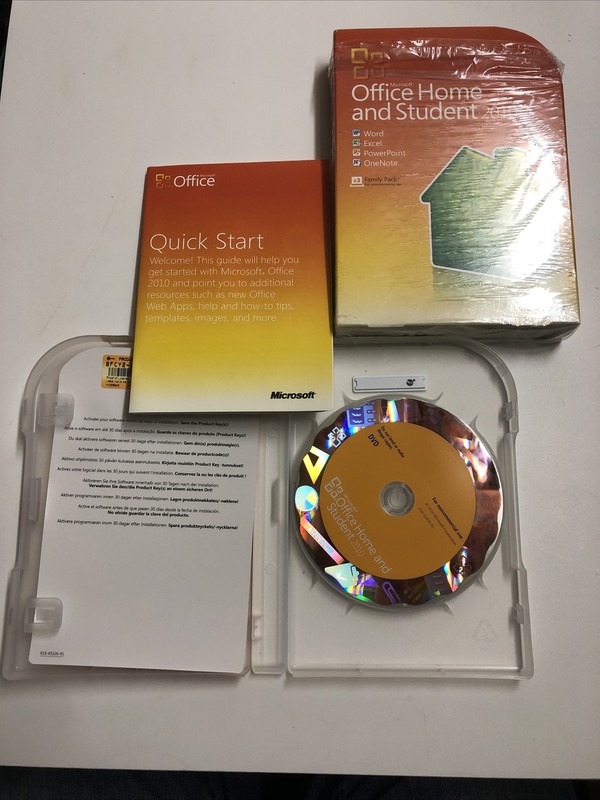 Microsoft Office 2010 Home and Student Family Pack Licensed For 3PCs=RETAIL BOX=