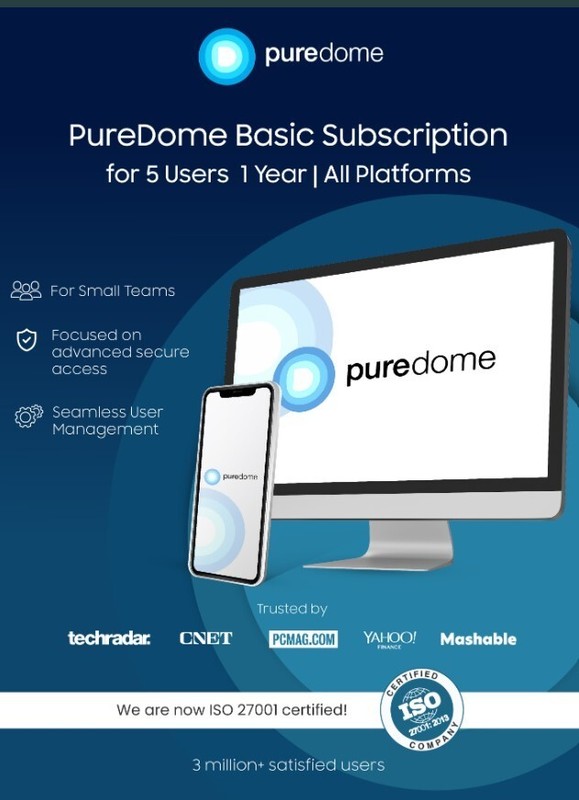 PureDome Basic Subscription for 5 Users 1 Year| All Platforms