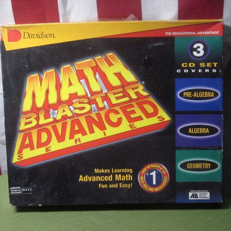 MATH BLASTER ADVANCED word problems 3-CD-Rom set Algebra & Geometry 1996