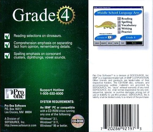 Middle School Language Arts 4th Grade CD-ROM for Windows - NEW CD in SLEEVE gallery
