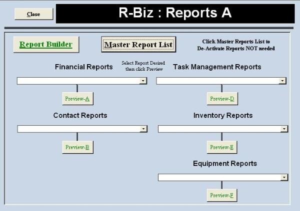 R-Biz, small business application for contacts/finance , uses Microsoft Access gallery