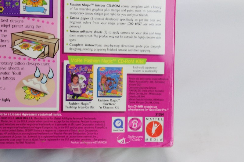 Fashion Magic Tattoos PC CD Vintage Brand New Sealed In Box Temporary Tat Kids gallery