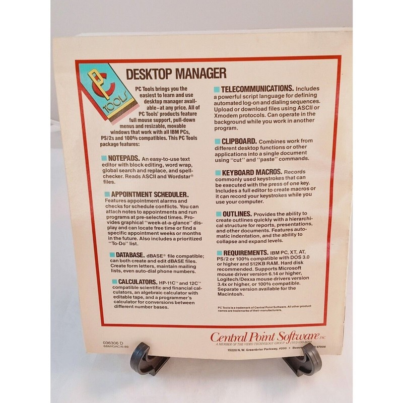 Vintage IBM PC Tools Desktop Manager - Central Point Software - ** Book Only ** gallery