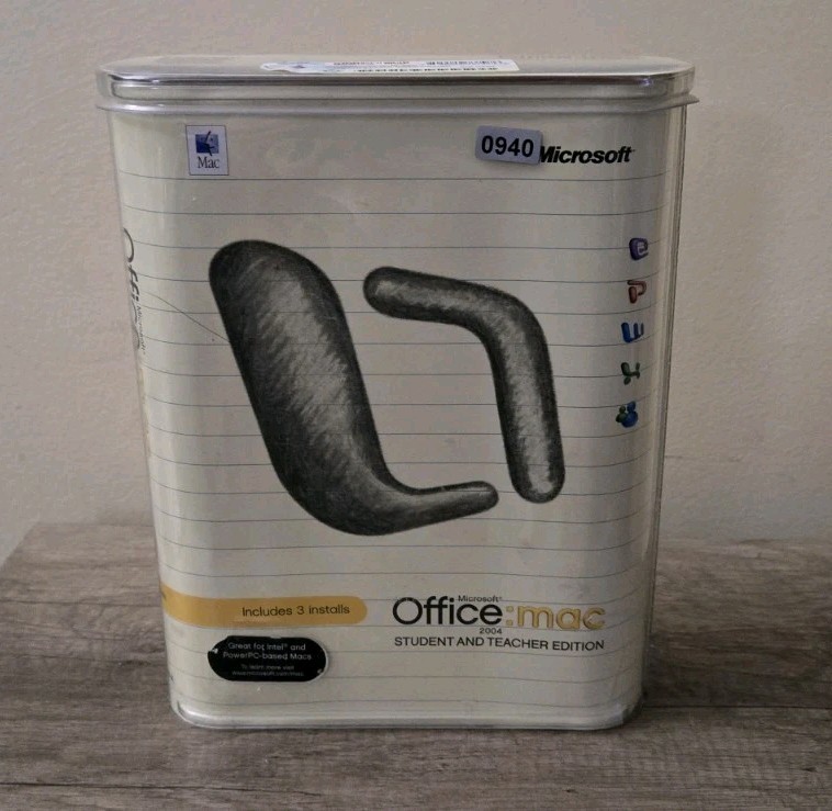 Microsoft Office: Mac 2004 Student & Teacher Edition 3 Keys – New Open Box