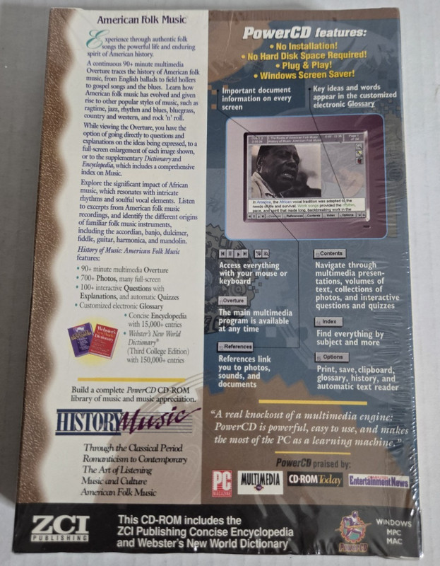 NEW History of Music: American Folk Music PC Game CD-ROM Power CD ZCI Windows gallery