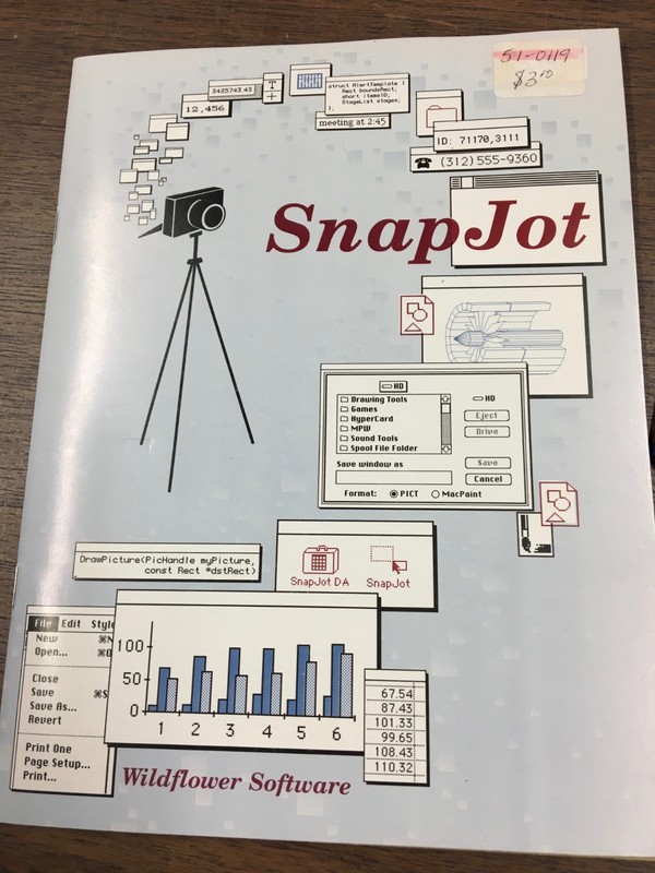 Vintage Macintosh software : SNAP JOT 3-1/2" disks and manual gallery
