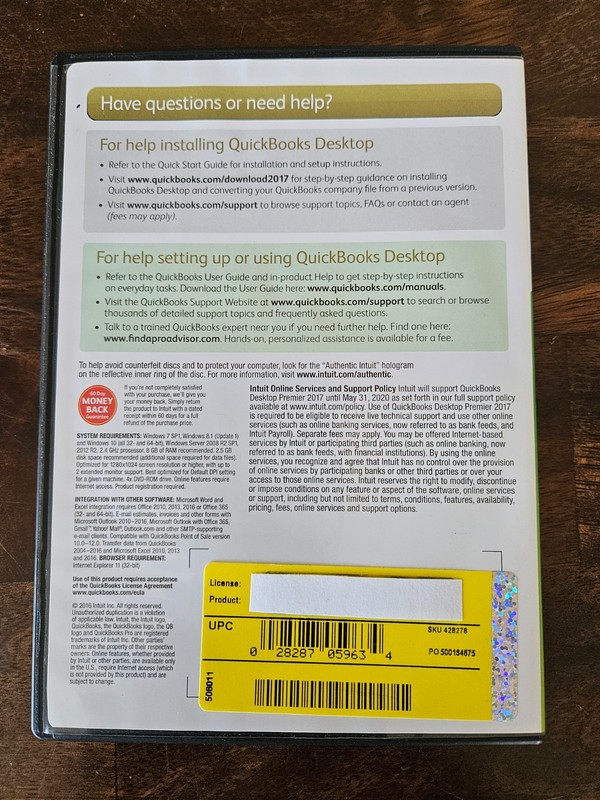 Intuit QUICKBOOKS Desktop PREMIER 2017 Windows 10 & 11 = NO SUBSCRIPTION = gallery