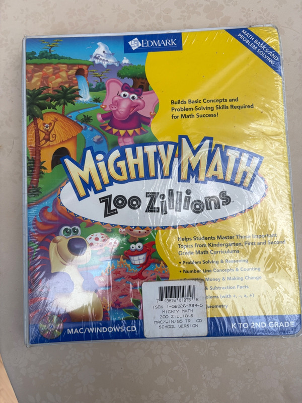 EDMARK MIGHTY MATH ZOO ZILLIONS MAC/WINDOWS CD NEW SEALED