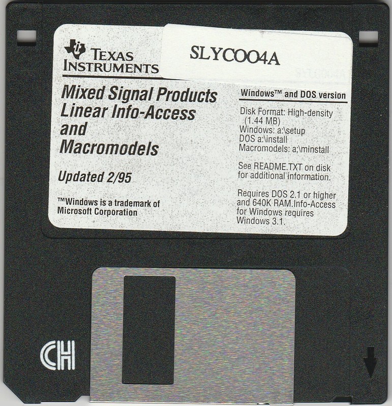 Mixed Signal Products Info-Access & Macromodels by Texas Instruments ~ 3.5″ disk