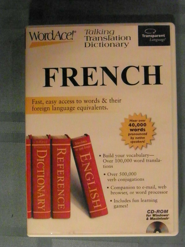 Word ace Talking translation dictionary French cd rom for windows and mac
