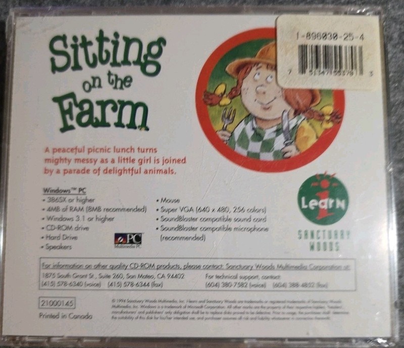 Sitting on The Farm - I-Learn (1994, CD-ROM, Sanctuary Woods) Brand New, Sealed gallery